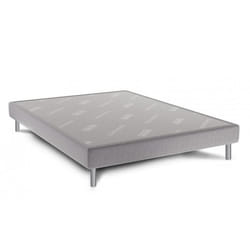 Sommier lattes 140 x 190 cm EUGENSOM Dunlopillo tapissé gris perle pieds métal