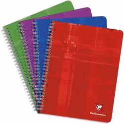 Lot de 5 cahiers - 17x22cm - Avec spirales - Grands carreaux - 180 pages - Clairefontaine