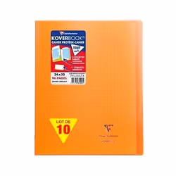 Cahier - CLAIREFONTAINE - KOVERBOOK - Lot de 10 - 24x32 cm - 96 pages grands carreaux - Orange