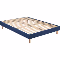 Sommier démontable - MERINOS - 90x200 Bleu - Lattes multiplis - Pieds inclus