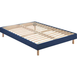 Sommier démontable - MERINOS - 90x200 Bleu - Lattes multiplis - Pieds inclus