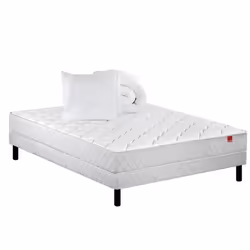 Ensemble Epeda REVEUR 2 + Sommier + Pieds + Couette + 2 Oreillers  160x200 Ressorts