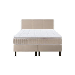 Ensemble boxspring surmatelas + matelas + sommier + tête de lit + pieds chenillé lin Epeda ENCHANTEUR 160x200