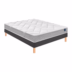 Ensemble matelas Bultex primo sommier Vigoroso gris fumé et pieds Back To Basics 160x200