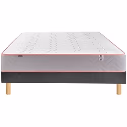 MERINOS Ensemble Matelas Sommier 140 x 200 Endormi 140x200 + sommier anthracite + pieds