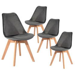 Altobuy - fulvio - Lot de 4 Chaises Velours Grises - Gris