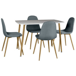 Altobuy - winter - Ensemble Table + 4 Chaises Gris Foncé - Blanc