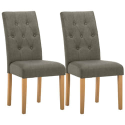 Oxford - Lot de 2 Chaises Gris Taupe avec Boutons - Gris
