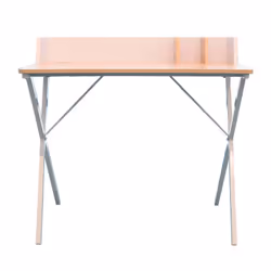 Altobuy - badie - Bureau Plateau Effet Bois et Piètement Blanc - Marron clair
