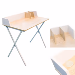Altobuy - badie - Bureau Plateau Effet Bois et Piètement Blanc - Marron clair - Vue supplémentaire 4