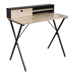 Cahill - Bureau Multi-Rangement Effet Bois et Noir - Marron clair