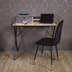 Cahill - Bureau Multi-Rangement Effet Bois et Noir - Marron clair