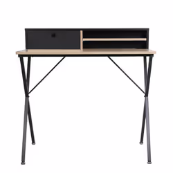 Cahill - Bureau Multi-Rangement Effet Bois et Noir - Marron clair