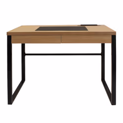 CALEB - Bureau Plateau Effet Bois et Piètement Noir