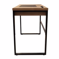 CALEB - Bureau Plateau Effet Bois et Piètement Noir - Vue supplémentaire 4