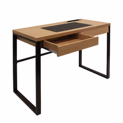CALEB - Bureau Plateau Effet Bois et Piètement Noir - Vue supplémentaire 7