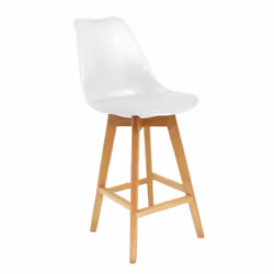 Parsa - Lot de 2 Chaises de Bar Blanches et Pieds Bois - Blanc