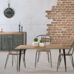 Tiany - Table Repas Rectangulaire Effet Bois - Marron foncé