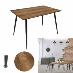Tiany - Table Repas Rectangulaire Effet Bois - Marron foncé - Vue supplémentaire 4