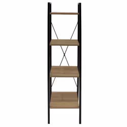 Dara - Etagère Simple 4 Plateaux Métal et Aspect Bois - Noir