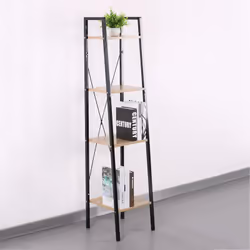 Dara - Etagère Simple 4 Plateaux Métal et Aspect Bois - Noir - Vue supplémentaire 4