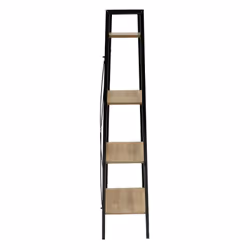 Dara - Etagère Simple 4 Plateaux Métal et Aspect Bois - Noir - Vue supplémentaire 5