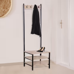 Brieg - Meuble d'Entrée Portemanteau et Chaussures - Noir