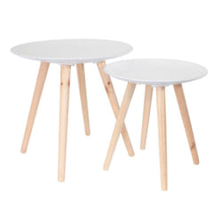 Altobuy - tania - Tables Gigognes Blanches Motif Gouttelettes - Blanc