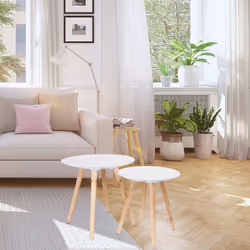 Altobuy - tania - Tables Gigognes Blanches Motif Gouttelettes - Blanc