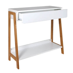 Bopha - Console Blanche et Bois avec Tiroir - Blanc