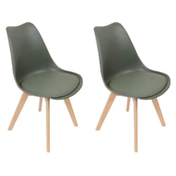 Medaline - Lot de 2 Chaises Scandinaves Kaki - Vert