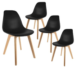 Melya - Lot de 4 Chaises Scandinaves Noires - Noir