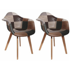 MELO - Lot de 2 Fauteuils Scandinaves Aspect Vieux Cuir