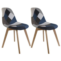 Damas - Lot de 2 Chaises Patchwork Bleu et Gris - Bleu