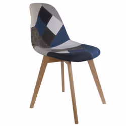 Damas - Lot de 2 Chaises Patchwork Bleu et Gris - Bleu