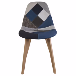 Damas - Lot de 2 Chaises Patchwork Bleu et Gris - Bleu - Vue supplémentaire 4