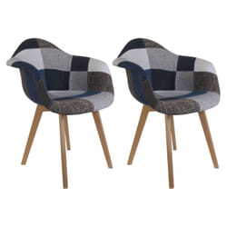 Damas - Lot de 2 Fauteuils Patchwork Bleu et Gris - Bleu