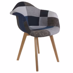 Damas - Lot de 2 Fauteuils Patchwork Bleu et Gris - Bleu