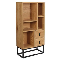 Altobuy - abril - Bibliothèque Aspect Bois et Pieds Métal - Marron foncé