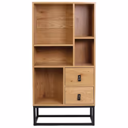 Altobuy - abril - Bibliothèque Aspect Bois et Pieds Métal - Marron foncé