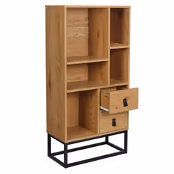 Altobuy - abril - Bibliothèque Aspect Bois et Pieds Métal - Marron foncé - Vue supplémentaire 4