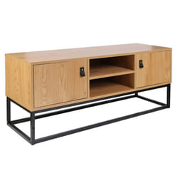 Altobuy - abril - Meuble tv 2 Portes Aspect Bois et Pieds Métal - Marron foncé