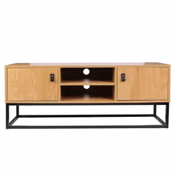 Altobuy - abril - Meuble tv 2 Portes Aspect Bois et Pieds Métal - Marron foncé