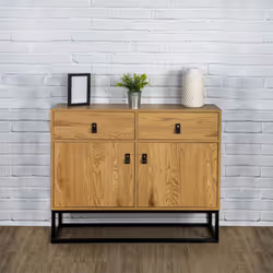 Abril - Buffet 2 Portes 2 Tiroirs Aspect Bois - Marron foncé