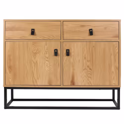 Abril - Buffet 2 Portes 2 Tiroirs Aspect Bois - Marron foncé