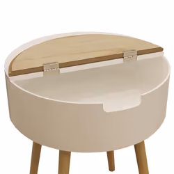 Rofia - Table Basse Ronde Blanche avec Coffre - Blanc - Vue supplémentaire 4