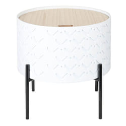Altobuy - corally - Table d'Appoint Ronde Blanche avec Coffre - Blanc
