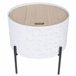 Altobuy - corally - Table d'Appoint Ronde Blanche avec Coffre - Blanc - Vue supplémentaire 4