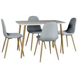 Altobuy - winter - Ensemble Table + 4 Chaises Gris Clair - Blanc