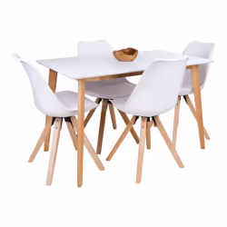 Gram - Table Repas 120x70cm Naturelle et Blanche - Blanc